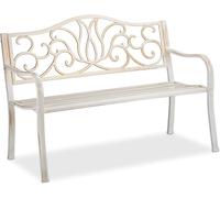 Ulteronixshop-Banc Jardin Antique, 2 Personnes, Balcon, Terrasse, Métal, Hlp : 90 X 127,5 X 63cm, Acier, Fonte, Blanc-Bronze