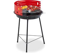 Ulteronixshop-Barbecue Charbon de Bois tripode, Ø 42 cm, Grill Rond sur 3 Pieds, Protection Contre Le Vent, Noir/Rouge