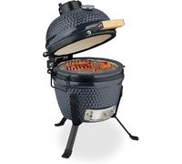 Ulteronixshop-Barbecue Kamado, Ø 26 cm, Grill Japonais céramique avec thermomètre 450°C, grillade, fumoir, Couvercle, Gris