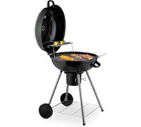 Ulteronixshop-Barbecue Rond, Ø 53 cm, 2 grilles, thermomètre, cendrier, Gril à Charbon Mobile, BBQ sur Roues, Smoker, Noir