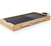 Ulteronixshop-BP-2641 Plancha de table Tristar Bamboo Grill XL noire, 6 personnes, Plaque de cuisson en fonte d'aluminium, Bambou, Noir, 51 x 25,4 cm