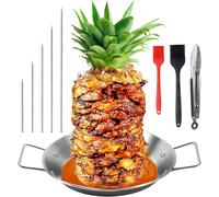 Ulteronixshop-Brochette Verticale pour Barbecue - 5 Pointes Amovibles en Acier Inoxydable 304 Set Complet avec Pièce à Main et Plateau à Jus pour Kebab/Gyros