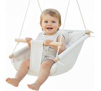 Ulteronixshop-Cateam - Hamac Pour Bébé En Toile, Chaise Suspendue En Bois Avec Ceinture De Sécurité, Chaise Hamac Durable Pour Bébé, Balançoire Extérieure Et Intérieure Pour Enfants, Ivoire