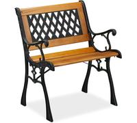 Ulteronixshop-Chaise De Jardin Avec Accoudoirs, Résistante, Basse, Design Vintage, Bois Et Fonte,73x62x52,5, Nature-Noir