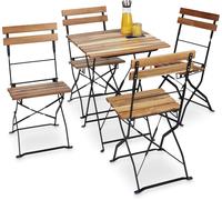 Ulteronixshop-Chaise De Jardin Pliante Lot De 4 En Bois Nature Et Métal Sans Accoudoir Hxlxp: 84 X 42 X 44 Cm, Marron Nature