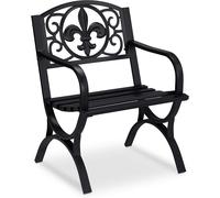 Ulteronixshop-Chaise De Jardin Vintage, Fauteuil Avec Accoudoirs, Large, Acier, Design Antique, Hlp 85,5 X 60 X 56 Cm, Noir