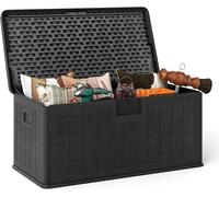 Ulteronixshop-Coffre De Jardin Exterieur Etanche 378l,Coffre Exterieur Etanche Hdpe Verrouillable Vérin À Gaz, Poignée, Banc 2 Personnes,Charge 200kg Pour Balcon Piscine (Noir,130x64x59cm378l)