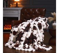 Ulteronixshop-Couverture Plaid, Plaid Fausse Fourrure Doux Et Pelucheux 200x150cm, Plaid Polaire Décoratif Réversible Chaud Et Luxueux pour Lit, Canapé, Fauteuils (Vache Marron)