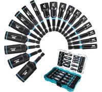 Ulteronixshop-Douille Visseuse Magnétique, Visseuses à Choc 18 Pièces, Douille Profonde, Tourne-écrous Métriques, Douilles 5-14mm et Profondes 6-17mm, Porte-embout, Boîte de Rangement