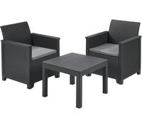 Ulteronixshop-Emma Balcony Set De Meubles De Jardin En Rotin Avec 2 Fauteuils Et Table Basse, Graphite