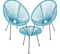 Ulteronixshop-Ensemble De Conversation Pour Jardin Freddy En Polyrotin Deux Places Avec Table Basse, 2 Fauteuils Oeufs, 1 Table D'extérieur, Salon Patio, Balcon, Restaurant, Bistrot, Bar (Azur)