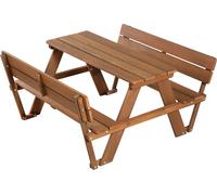 Ulteronixshop-Ensemble De Table Et Bancs Avec Dossier Picnic For 4 Outdoor+ 4 Places - Bois Massif Résistant Aux Intempéries - 89 X 107 Cm - Supporte 100 Kg - Teinté En Teck