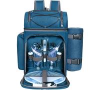 Ulteronixshop-Eu-36083-Bl2 Sac À Dos De Pique-Nique Glacière Pour 2 Personnes Avec Sac Isotherme Anti-Fuite Et Porte-Vin, Couverture Polaire, Ensemble De Couverts, Pour Plage, Voyages, Randonnée, Cam