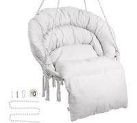 Ulteronixshop-Fauteuil Suspendu, 150 kg, Chaise Suspendue pivotante macramé, Coussin, matériel de Montage, Corde en Coton, Chaise Relax à Franges, pour Chambre, terrasse, Jardin, intérieur, extérieur