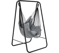 Ulteronixshop-Fauteuil Suspendu Avec Structure 85 X 92 X 153 Cm, Structure En Acier Robuste, Support De Hamac Avec Balançoire Suspendue, Charge Maximale 150 Kg, Chaise À Bascule Avec 2 Crochets Et 1