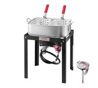 Ulteronixshop-Friteuse à poissons, friteuse à ailes, 13,27 l, en aluminium, avec thermomètre, panier à tamis et brûleurs au propane 58 000 BTU, pour cuisiner en plein air