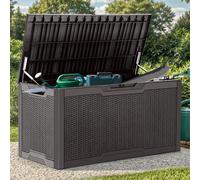 Ulteronixshop-Grande Coffre De Rangement Extérieure En Résine De 380l Pour Meubles De Patio, Coussins D'extérieur, Outils De Jardin - Étanche, Verrouillable (Marron Foncé)