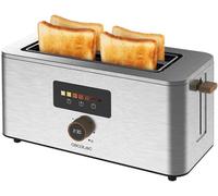 Ulteronixshop-Grille-Pain Vertical 2 Fentes Longues Touch&Toast Extra Double. 1500 W, 4 Tranches de Pain, Fentes Extra-Larges de 3,5 cm, Écran Tactile et Bouton Numérique, Finitions en Acier Inoxydabl