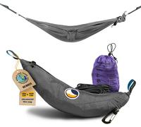 Ulteronixshop-Hamac d¿extérieur pour Enfants Gris en Soie de Parachute en Nylon 160 x 100 cm, 315 g ¿ avec Mini-Mousqueton 6 KN et Corde Depuis 1996