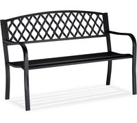 Ulteronixshop-Jardin, Banc Extérieur, Balcon, 2 Places, Fer, Tressé, Fonte, Acier 86,5x127,5x58,5 Cm, Noir