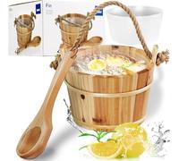 Ulteronixshop-Kela Seau de Sauna en Plastique, 26 cm de Diamètre, 21 cm de Hauteur, 4 L de Capacité, avec Truelle en Bois et Couvre-Seau