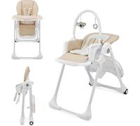 Ulteronixshop-Kinderkraft Tummie Chaise Haute 2 En 1, Pour Bébé Ergonomique, Confortable, Inclinable, Pliable, Avec Hauteur Réglable, Repose-Pieds, Plateau Amovible, Pour Tout-Petit, Avec Jouets, Bei