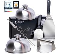 Ulteronixshop-Kit Smash Burger Professionnel ¿ Set 6 pièces avec Presse, spatules, Cloches et Accessoires pour plancha, Barbecue ou Cuisine Maison de Burger Smash (Noir, 6)