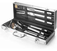 Ulteronixshop-Lacor - 60260 - Mallette ustensiles BBQ, intérieur doublé, Contient 5 ustensiles, pièces en Acier Inoxydable, Passe au Lave-Vaisselle, 47 x 16 x 8 cm, Aluminium