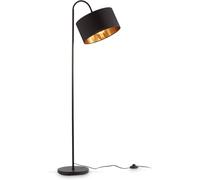 Ulteronixshop-Lampadaire Rétro Pivotant I Abat-Jour En Tissu Noir Et Doré I Pour Une Ampoule E27 I 30 Cm I Câble De 140 Cm Avec Interrupteur À Pied I Livré Sans Ampoule