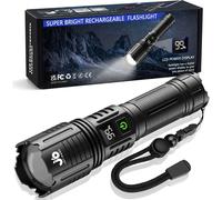 Ulteronixshop-Lampe Torche Led Ultra Puissante 1000000 Lumen, Lampe Torch Rechargeable avec Batterie 5000mAh, Lampe Torche Puissante Portée de 1 600 mètres, 5 modes, Zoomable, IP67 Camping, Activité