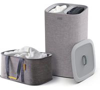 Ulteronixshop-Laundry Ensemble de 2 pièces - Hold-All Panier à linge pliable 35L et Tota panier à linge 2 compartiment 60L avec couvercle et 2 sacs amovibles - Gris