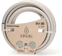 Ulteronixshop-LIVLIG Tuyau d'arrosage 10m 1/2 pouce, tuyau d'eau Made in Germany en matériau recyclé, indéformable, couleur : Greige