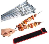 Ulteronixshop-Lot de 10 brochettes de barbecue en acier inoxydable extra résistantes pour viande, shish kebab, kebab et légumes, 40,50,60 cm (60 cm)