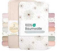 Ulteronixshop-Lot De 2 Draps-Housses En Mousseline De Coton Pour Enfant - 60 X 120 Cm / 70 X 140 Cm, Pour Lit De Voyage, Lit D'appoint, Linge (Pâquerettes, Blanc, 70 X 140 Cm)