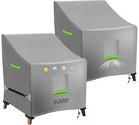 Ulteronixshop-Lot De 2 Housses De Chaise De Jardin Imperméables En Tissu Oxford 420d Avec Sangle D'aération, Poignée/Boucle, Pour Chaises Empilables, 97 X 90 X 79 Cm, Gris