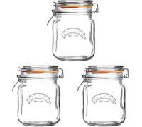 Ulteronixshop-Lot de 3 bocaux carrés hermétiques en verre pour conserver les grains de café, mariner, légumes, chutneys, pâtes, noix, sans BPA, passent au lave-vaisselle