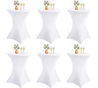 Ulteronixshop-Lot de 6 nappes à Coins carrés Extensibles en Spandex pour Cocktail Table Haute ajustée Blanche, Nappe Ronde de Cocktail pour Table de Banquet de Cocktail de Mariage (Blanc, 80 x 110 cm