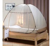 Ulteronixshop-Moustiquaire De Lit Dôme, 180x200cm À Installation Rapide Portable Et Pliable Pour Camping Et Chambre Double Porte, Bordure Marron