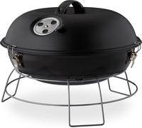 Ulteronixshop-Noir Barbecue Rond, Portable, Couvercle, Pique Nique, Grosse Surface De Cuisson,Charbon De Bois D.36 Cm