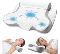 Ulteronixshop-Oreiller Ergonomique 2 En 1 Oreiller Mémoire Forme Coussin Cervical Pour Dormir - Texture Rafraîchissante - Soulager La Pression Du Cou (Gris)