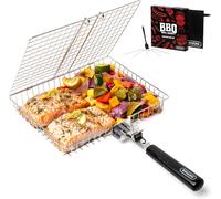 Ulteronixshop-Panier à gril, accessoires de barbecue, ustensiles portables en acier inoxydable pour l¿extérieur, pour poisson, viande, légumes, cadeaux d¿anniversaire pour papa, mari, hommes