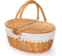 Ulteronixshop-Panier de pique-nique avec couvercle en osier et doublure crème