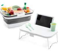 Ulteronixshop-Panier de Pique-Nique Pliable avec Couvercle-Table Pickning , Blanc