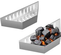 Ulteronixshop-Paniers à Charbon Barbecue, 2 pièces, HLP: 7,5x38x12 cm, Barquette Cuisson directe & indirecte, Acier, argenté