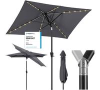 Ulteronixshop-Parasol Aluminium Solaire avec LED 210x140 cm pour Balcon & Jardin - UV50+ Rectangulaire, Panneau Solaire 50W & Système à Manivelle (Certifié GRS Recyclé)