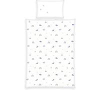 Ulteronixshop-Parure De Lit Babybest, Océan, Taie D'oreiller Env. 40 X 60 Cm, Housse De Couette Env. 100 X 135 Cm, Avec Boutons Et Rabat, 100% Coton, Flanelle, Weiß/Hellblau