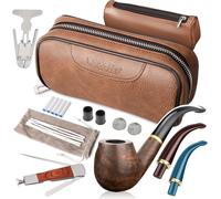Ulteronixshop-Pipe à tabac en cuir de poirier, accessoires pour pipe à tabac (racloir/support/élément filtrant/boule filtrante/petit sac/boîte) (marron)