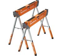 Ulteronixshop-Portamate Speedhorse XT PM-4550T Lot de 2 chevalet de sciage à hauteur réglable de 76,2 à 91,4 cm, dessus en métal pour 5,1 x 10,2 cm, pour entrepreneurs et charpentiers, orange