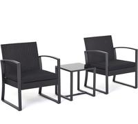 Ulteronixshop-Rattan Garden Furniture Set Ensemble De Meubles De Jardin, Rotin Plat, Tube D'acier, Verre Trempé, Polyester, Noir, Chair: 59 X 53 X 73,5 Cm