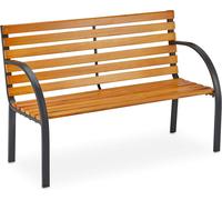 Ulteronixshop-Relaxdays Banc De Jardin, 2 Places, Étai En Bois Dur, Acier, Extérieur, Balcon Et Terrasse, Hlp 84 X 122 X 60 Cm, Nature